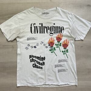 Civil Regime Blooming Through Chaos Mens TShirt White Large Pure cotton